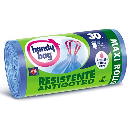 Handy Bag Bolsas de Basura 30L, Extra Resistentes, No Gotean, 25 Bolsas