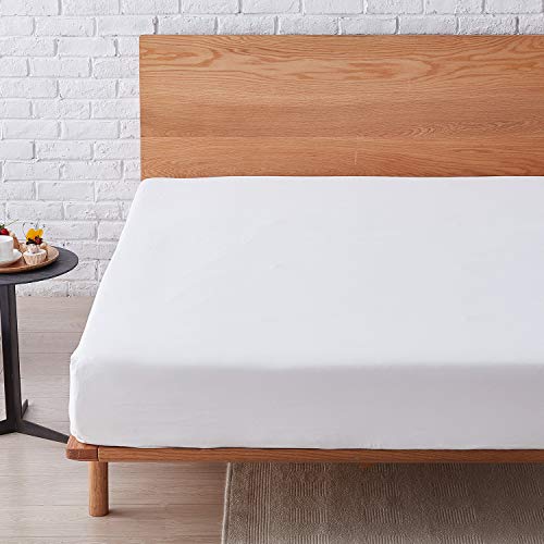 Hansleep Sábana Bajera 150x200 cm, Bajera Cama 150 de Microfibra Lavada a la Piedra Suave Hipoalérgica - Sábana Bajera Ajustable Alto Especial de 38 cm, Blanco