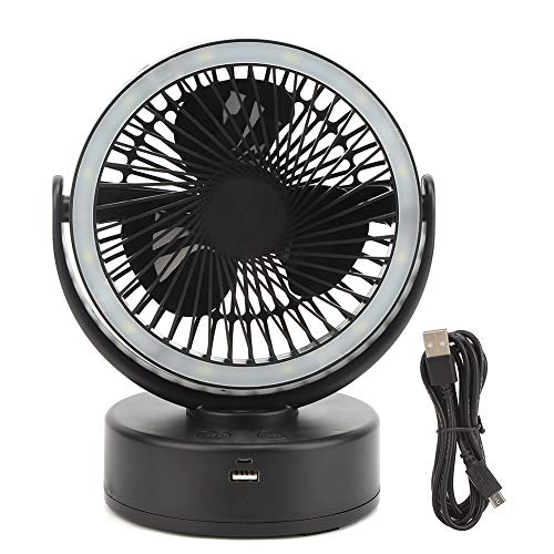 Haokaini Ventilador de Camping con Linterna Led Batería Recargable de 4800 Mah/Ventilador Operado por Usb con Gancho para Colgar para Carpa