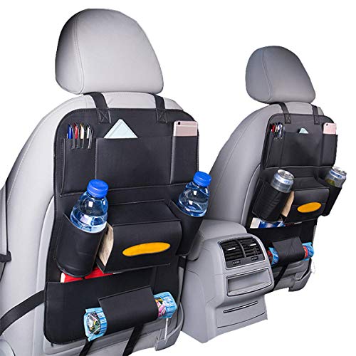 HCMAX 2 Pack Asiento Trasero del Coche Organizador Bolsillo Asiento Trasero Protector de Almacenamiento Kick Mat iPad Mini Holder Gran Accesorio de Viaje