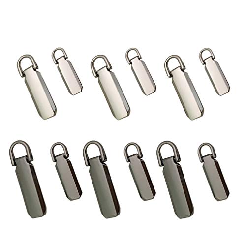 HEALLILY 12 Piezas Tiradores de Cremallera de Aleación de Aluminio Accesorios de Bricolaje para Reparación de Cremallera para Ropa Bolsa Mochila Equipaje