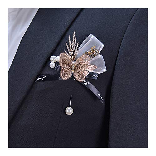 Heinside No se desvanezca Niñas Dama de la muñeca Arco Ramillete Boda Ojal Prom Traje Decoración Mejor Hombre del Novio Pin Broche Ojales Encantador (Color : Boutonniere C1)