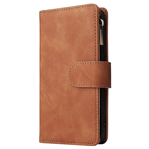 Hieefi Phone Case Phone Flip Leather Cover PU Cremallera Funda Protectora Compatible con iPhone X XS Brown