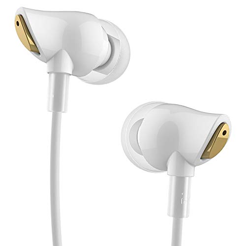 HUAI Auricular Nano circón for Auriculares estéreo de Auriculares de 3,5 mm en la Oreja Auriculares Auriculares con el Mic for Android iOS (Color : White)