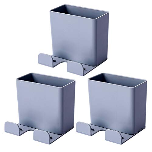 ibasenice 3 PCS Soporte para teléfono, Soporte para Control Remoto montado en la Pared, Soporte para teléfono Celular, Soporte para teléfono Inteligente, contenedor de Caja de Almacenamiento (Gris)