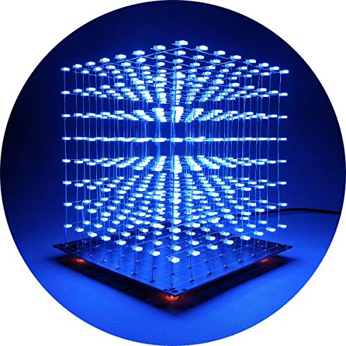 iCubeSmart 3D Led Cube Kit Diy Soldering Project 8x8x8 Led Light Cube Diy Kits electrónicos Kit de aprendizaje de soldadura programable (3D8S-BLUE)