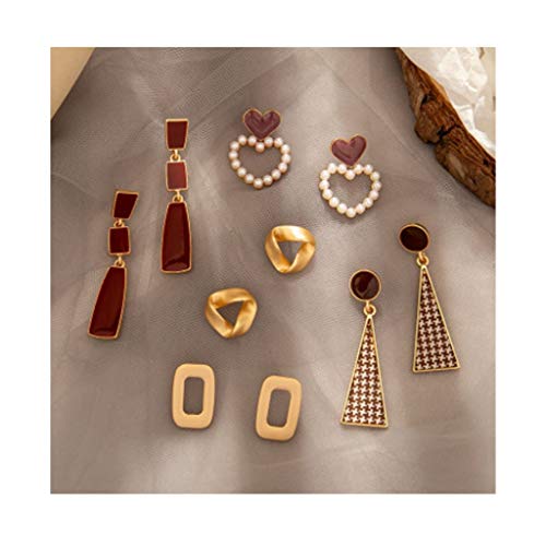 ID Pendientes para Mujeres Niñas, 5 Pares Pendientes De Tasel De Moda Acrílico Hoop Stud para La Fiesta De Cumpleaños (Color : Style 3)