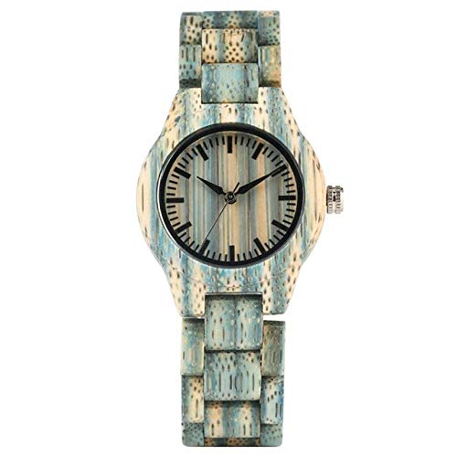 IOMLOP Reloj de Madera, Reloj de Madera Colorido de Lujo Superior, Reloj de Madera de bambú Completo de Cuarzo para Mujer, Reloj de Pulsera de Color Caramelo para Mujer, 2