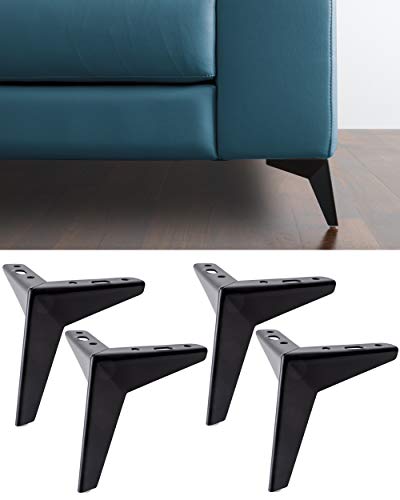 IPEA 4X Piedi per Divani e Mobili Modello Jazz – Set di 4 Piedini in Ferro – Design Moderno ed Elegante Color Negro Mate, Altezza 135 mm