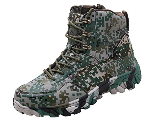 IYVW A03 Impermeables Y Duraderas Comando Al Aire Libre Botas TáCticas para El Desierto Zapatos De Trabajo Aislados Antideslizantes con Cordones para Senderismo, Caza Verde Tarnung 44 EU