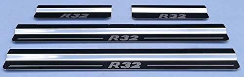 JABAVE 4 Piezas Decoración para estribos de Coche para Golf Mk5 R32 (Approx. 2003-2009),Acero Inoxidable Tiras Umbral Protector Cubierta Bienvenida Pedal Automóviles Desgaste Accesorios de Coche