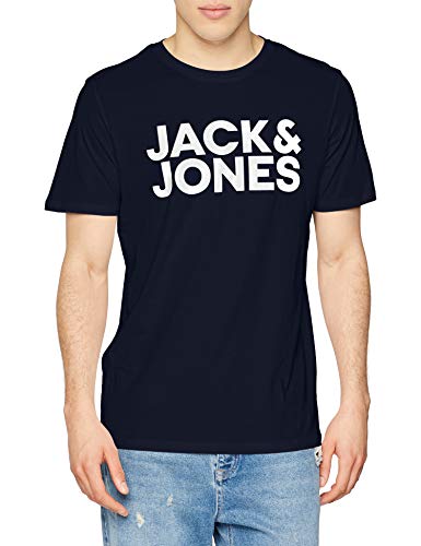 Jack & Jones Jjecorp Logo tee SS Crew Neck Ss19 Noos Camiseta, Azul (Navy Blazer Fit: Slim/Large Print), Hombre