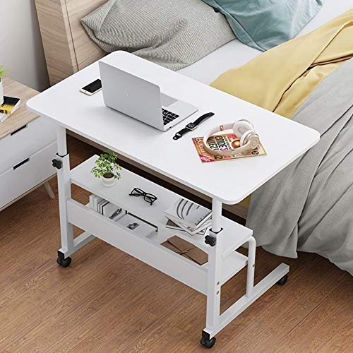 Jlxl Mesa Auxiliar con Ruedas, Altura Ajustable, mesita de Noche, Mesa de Ordenador de Escritorio, portátil, for el hogar o el Hospital Escritorios (Color : C, Size : 80x40cm)