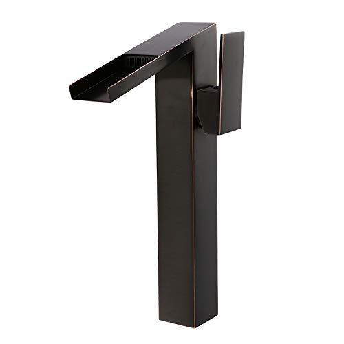 jruia Retro Negro Baño grifo alto cascada lavabo grifo grifo mezclador monomando accesorio de alta ancha caño, aceite eingerieben Bronce