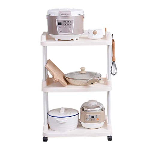 JSMY Carro con Ruedas de plástico de 3 Niveles,Carro de Almacenamiento de PP,con Ruedas,Cocina,baño,Carro de organización de Servicios públicos,Blanco(Color:White-45 * 31 * 83.5cm)