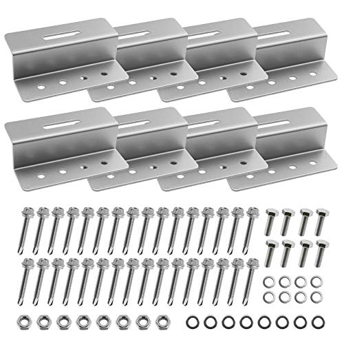 Juego de 2 juegos de 4 agujeros de montaje de panel solar incluye soporte tipo Z con arandelas de pernos y tuercas de aleación de aluminio para autocaravanas, yates