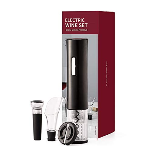 Juego de abrebotellas de vino eléctrico, juego de abridor de vino a pilas y sacacorchos automático inalámbrico con cortador de papel fijado tapón de vacío aireador de vino (estilo 3)