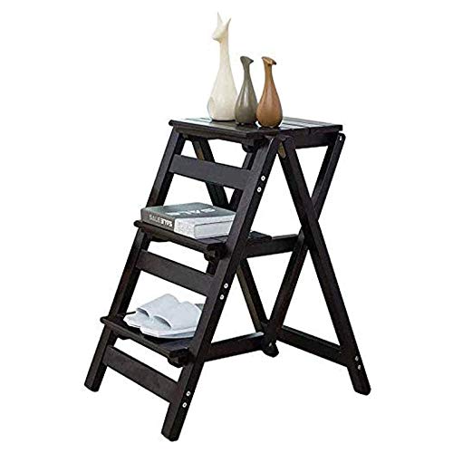 JXING Escalera de Mano Plegable 3 peldaños en Madera Clara y Plegable para Adultos niños para Biblioteca Loft Cocina Capacidad de decoración 41 * 55,5 * 67 cm