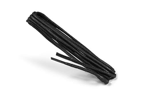 Kaps Cordones Finos Redondos Encerados, Cordones Redondos de Calidad de 2 mm 100% Algodón para Calzado Casual y de Moda, 1 par (150 cm - 60 pulgadas - 7 a 10 pares de ojales / 91 - Negro)