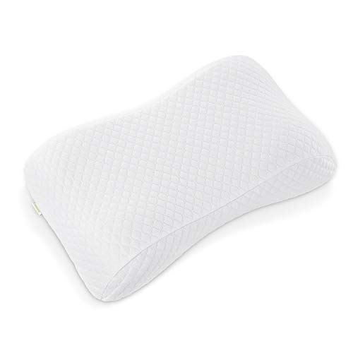 KEEDOX Almohada Viscoelastica, Almohada Cervical, Almohada Reduce Dolores Cervicales, Forma Ergonómica Adecuada para Todos los Durmientes con Blanco Funda Almohada