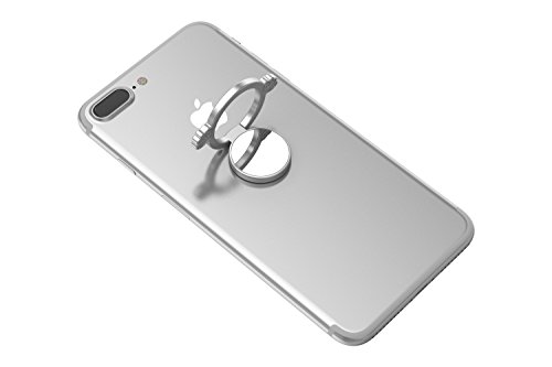 Kronya® | Portaobjetos giratorio 360 ° para smartphone | Sostenedor aptitud dedo coche celular anillo soporte teléfono móvil Apple iPhone iPad 7 8 10 X Samsung Galaxy S8 6 (Plata)