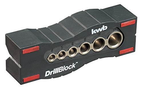 kwb 757900 DrillBlock-Guía para taladrar en ángulo Recto y preciso en Superficies, Materiales Redondos y Cantos, Incluye Puntos de Agarre