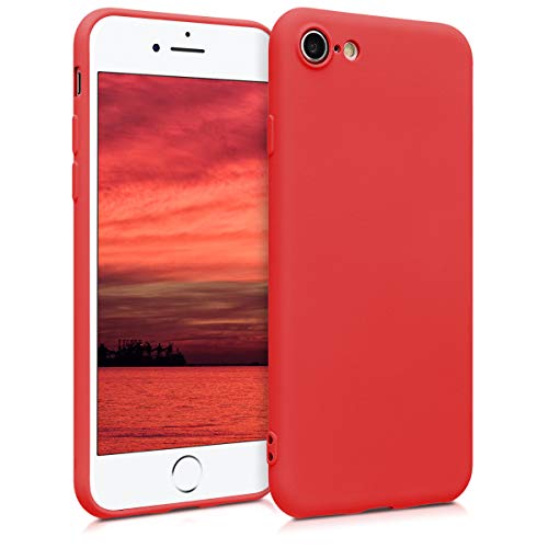 kwmobile Funda Compatible con Apple iPhone 7/8 / SE (2020) - Carcasa de TPU Silicona - Protector Trasero en Rojo neón