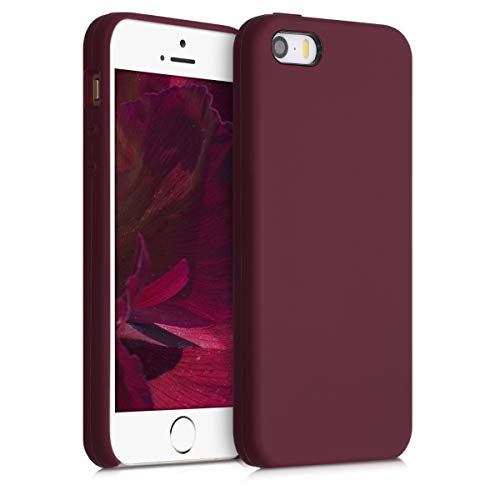 kwmobile Funda Compatible con Apple iPhone SE (1.Gen 2016) / 5 / 5S - Carcasa de TPU para móvil - Cover Trasero en Rojo Vino