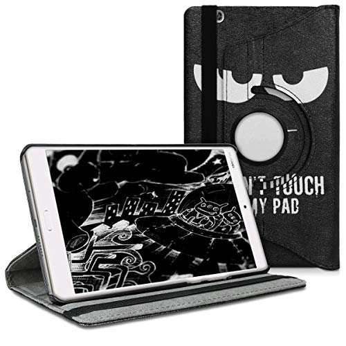 kwmobile Funda Compatible con Huawei MediaPad M3 8.4 - Carcasa de Cuero sintético para Tablet Don't Touch my Pad Blanco/Negro