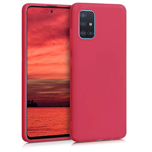 kwmobile Funda Compatible con Samsung Galaxy A51 - Carcasa de TPU Silicona - Protector Trasero en Rojo Granada