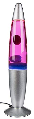 Lámpara de lava retro Rocket 34 cm, incluye bombilla de 20 W, con adaptador de 12 V (azul/rosa)