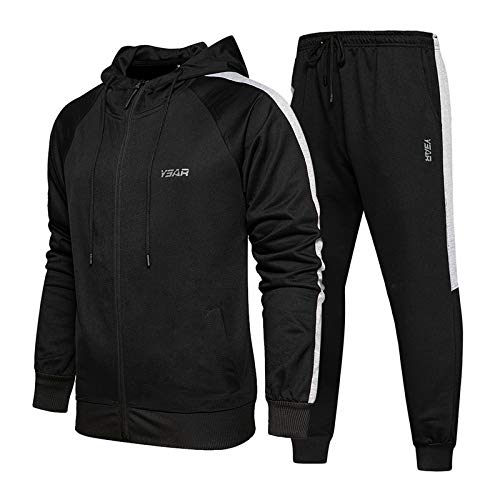 LBL - Chándal deportivo para hombre (2 piezas), color liso Negro L