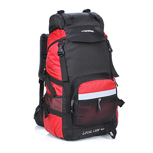 Ligera Montañismo Viajes Mochila Impermeabilizante militar Senderismo Camping Mochilas Acolchado Respaldo y correas ajustables acolchadas para hombres, mujeres 45L ( Color : Red , Size : 50*34*24cm )