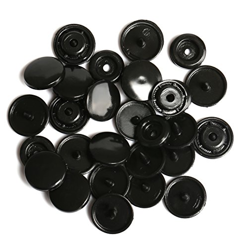 LIHAO Botones Redondos de T5 Plástico para Sujetar y DIY (100 Botones,Negro)