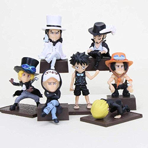 LJUCTD 7 unids / Set Japón Anime Q versión de una Pieza Luffy Ace Sanji Trafalgar Law Mihawk PVC Figura de acción Modelo de Juguete 4-7 Cm