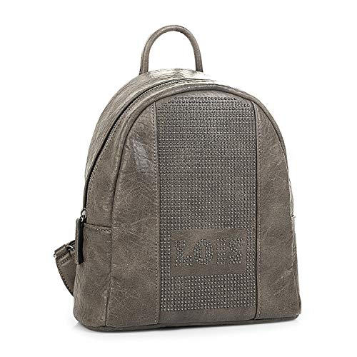 Lois - Mochila Pequeña de Mujer de Diseño Casual. Cuero PU y Remaches. Ideal para Diario Paseo Viaje o Compras. Cómoda y de Estilo Elegante. Calidad Moda Marca y Diseño. 94799, Color Taupe