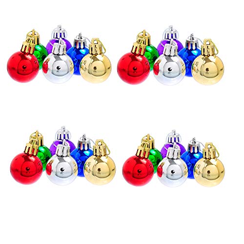 Longsing Bolas de Navidad Decoraciones de Bolas de Navidad 3 cm 24 Unids para la Decoración del Banquete de Boda de Vacaciones Adornos de árbol Ganchos