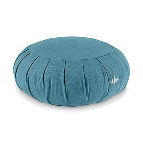 Lotuscrafts Cojin Zafu Meditación Yoga Zen - Altura 15 cm - Relleno de Espelta - Cubierta en Algodon Lavable- Cojin Yoga Zafu - Cojin Suelo Redondo - Meditation Cushion - Certificado Gots