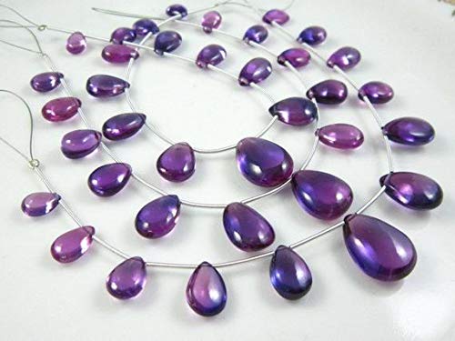 LOVEKUSH LKBEADS Alexandrite - Briolettes de cristal de cuarzo suave de pera de 17,7 cm de largo - Piedras de medición - 6 x 9-15 x 10 mm Código HIGH-6410