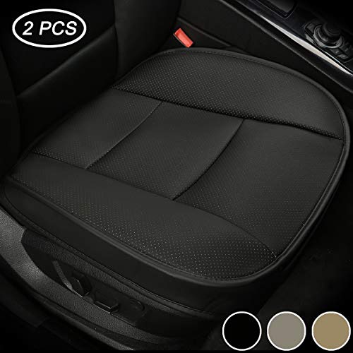 LUOLLOVE Fundas Coche Asientos Universales, Interior de Lujo del Coche Fundas Asientos Coche Delantero Súper Suave Cómodo,Protectors Asientos Coche de Cuero de la PU (2 Piezas Negro)