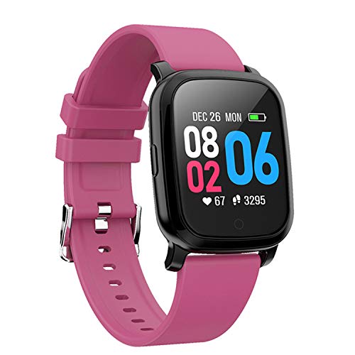 LZXMXR Reloj inteligente, pantalla de 1,3 pulgadas, rastreador de fitness, podómetro deportivo, esfera enriquecida, mensaje push, recordatorio inteligente, IP67 impermeable, 180 mAh (color rosa/TPU)