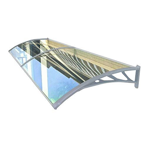 Marquesina Puerta Exterior QIANDA Ventana Toldo Al Aire Libre Policarbonato Frente Puerta Patio Cubrir, Plata Pulsera con Paneles Transparentes (Size : 80cmx200cm)