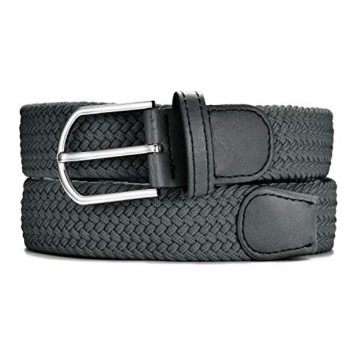 MASADA Cinturón de tela - Cinturón stretch elástico para hombres y mujeres 3,2 cm de ancho 90 - 100 cm de largo - Gris