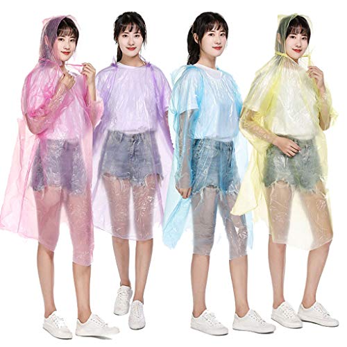 MELAG Chubasquero desechable Transparente Engrosado para Adultos Conjunto de Chubasquero de Senderismo de una Pieza Poncho portátil para Hombres y Mujeres al Aire Libre (20G,55G,90G) * 10Pack