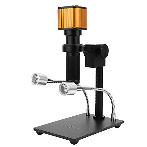 Microscopio 1080P HDMI HD, 16MP HDMI HD USB Digital Industry Video C-Mount Microscope Camera Set para Industry Lab PCB Salida USB Tarjeta TF Grabadora de video + Aumento 1X-300X(UE)