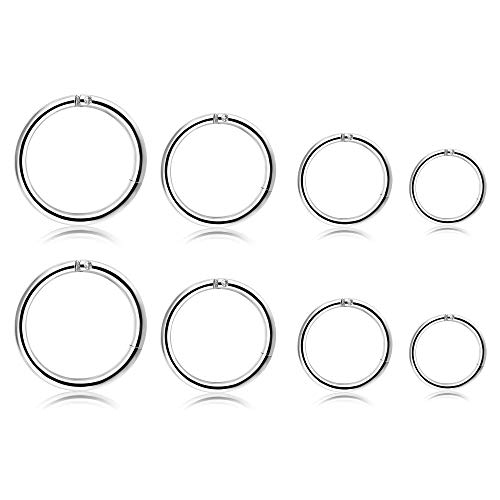 Milacolato 6-8 Pcs Acero Inoxidable 316L Anillos de Bisagra con Bisagras Mejorados Aros de Nariz Segmento de Anillo de Tabique Pendientes de Durmientes de Cartílago para Hombres