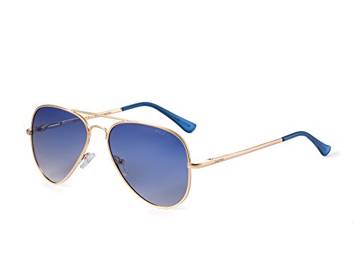 Miuno® - Gafas de sol polarizadas para hombre y mujer, caja de regalo y paño para gafas, bisagra de resorte 3025, marco de oro azul Talla única