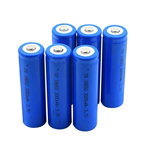 MNJKH 18650 Batería De Litio De 3.7 v 3000 Mah, Carga De BateríAs Recargables De Punta Azul CéLula De Iones De Litio para Linterna 6pcs