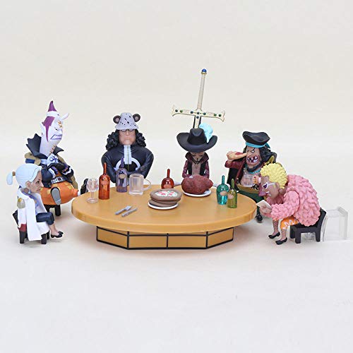 MNZBZ 7 unids/Set Figuras de acción de una Pieza Mesa Redonda Fiesta Drácula Mihawk Doflamingo Kuma Moria Figura de PVC Juguetes Brinquedos 6-9cm