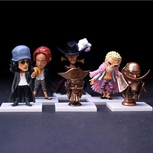 MNZBZ Figuras de Anime Anime de una Pieza 6 unids / Set Figura de acción muñeca Kuzan Edward Porte Doflamingo Mihawk Shanks Roger Niños Modelo Juguetes